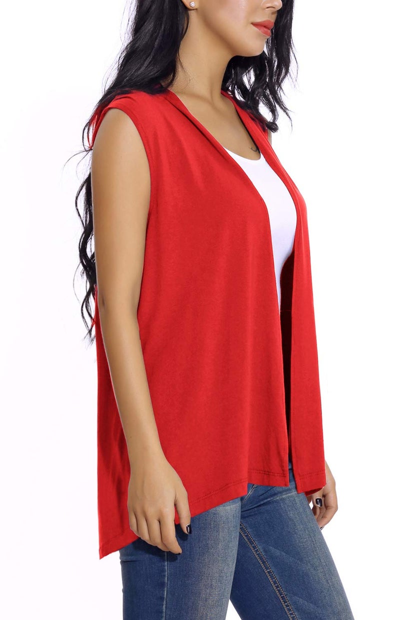 EXCHIC Women's Sleeveless Open Front Cardigan Vest Lightweight Cool Coat (XL, Red) - Image 5